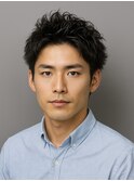 Haleニュアンスパーマスパイキーショートバーバーフェザーパーマ
