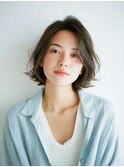 ミルクブラウン/ダークパープル/ナチュラルショート/夏/センター