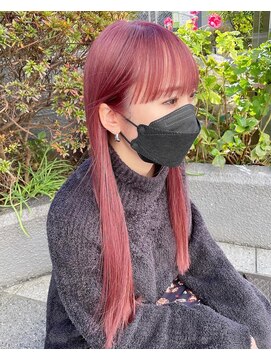 シレナバイアルティナ 辻堂店(sirena by artina) チェリーピンク_シースルー前髪_エアストレート_ヴェールカラー3