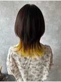 インナーカラーイエロー・ウルフカット・イエロー