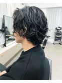 メンズミディアムパーマ　セミウェット