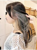 Say.インナーカラーイヤリングカラーロングシルキーベージュ原宿
