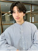 シースルーセンターパート韓国マッシュ黒髪刈り上げツーブロック