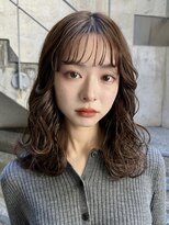 メゾンアクア 表参道(Maison ACQUA)&nbsp;+小顔ミディアムパーマミディアム/デジタルパーマボブパーマ前髪