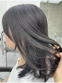 ◎ロングミディアムオリーブグレージュ小顔顔まわり前髪