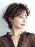 大人ショートレイヤー白髪ぼかし脱白髪染め40代50代60代原宿