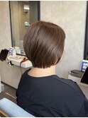 白髪染めヘーゼルベージュ×丸みショートボブ
