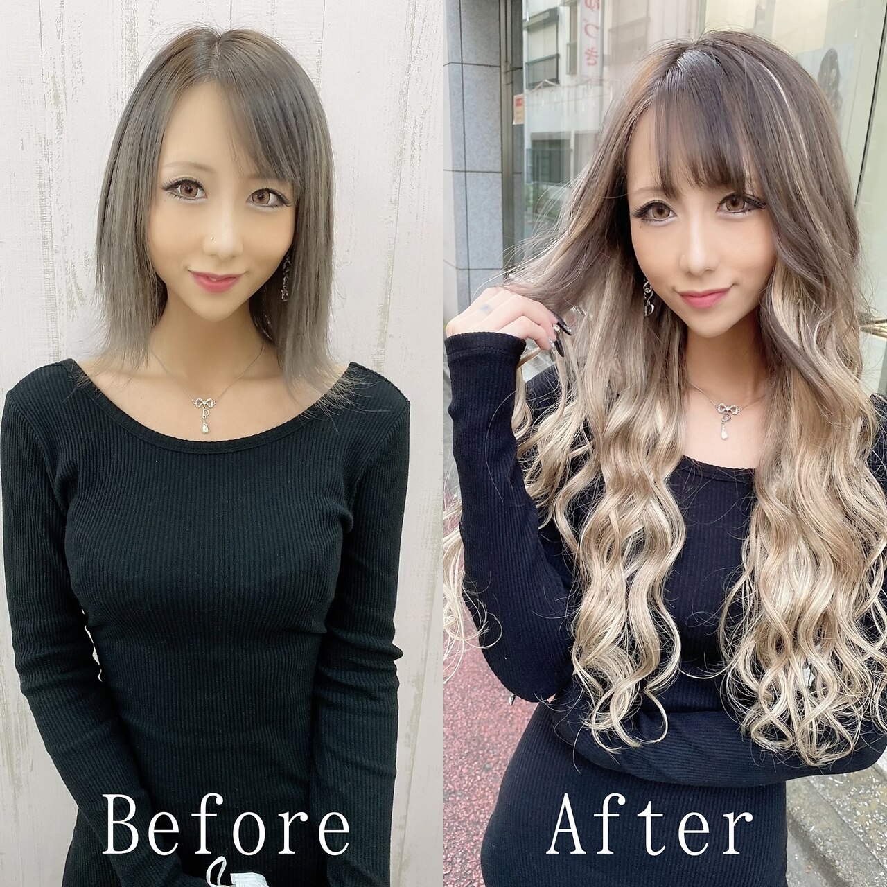 ホワイトベージュグラ#シールエクステ#ハイライトカラー#新宿 ホワイトベージュグラ#シールエクステ#ハイライトカラー#新宿