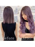 パープル×アッシュ#シールエクステ#ラベンダーカラー#梅田