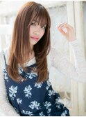 *CUORE水戸*…ミルクティーブラウンラインカラーロングレイヤーb