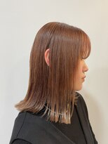 スタジオフォーエイチ(STUDIO 4H)&nbsp;切りっぱなしボブ/外ハネ/ぱっつんボブ/ピンクベージュ/透明感