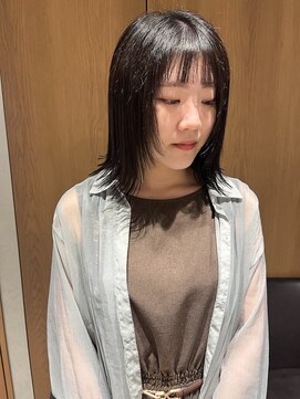 ラミエ バイ メルト 吉祥寺(lamie by melt) "久保田"伸ばしかけボブ顔まわりウルフラベンダーグレージュ