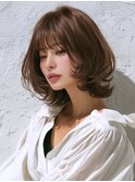 ☆ホワイトグレージュミニウルフデジタルパーマチェリーブラウン