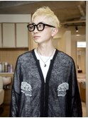 【田中春佳】ブロンド × メンズショート　ブリーチ