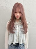 松尾菫菜/レイヤーカット/ピンクベージュ/ハイトーン/韓国ヘア