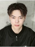 フェザーショートアップバングセンターパートメンズハイライト
