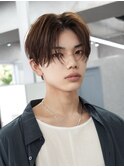 シャドウパーマコンマヘアナチュラルセンターパートツーブロック