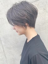 大人可愛い耳かけショートボブダークアッシュブラウン