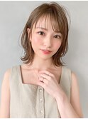 エアリーミディ 黒髪 ホワイトアッシュ モテ髪 ボブルフ 前髪
