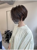 大人可愛い丸みショート脱白髪染めハイライトオージュアTr