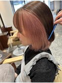 10代 20代 インナー ハイトーン ピンク ボブ