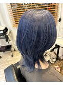 1ブリーチ~色落ちシルバーのネイビーカラー【miyabi】20代30代