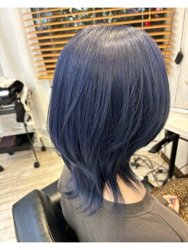 フラバー(flover) 1ブリーチ~色落ちシルバーのネイビーカラー【miyabi】20代30代