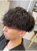 渋谷メンズマッシュ緩めシャドウパーマ波巻きスパイラルパーマ