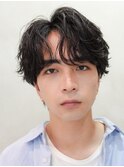 銀座シャドウパーマルーズパーマ波巻きパーマセンターパート七三