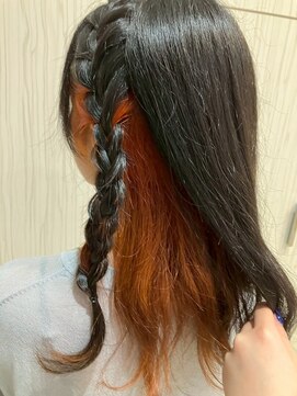 ビス フルール 日暮里店(Vis fleur) セミロング/インナーカラー/オレンジカラー