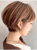 茗荷谷ショートカット白髪ぼかし白髪染めハイライト髪質改善ボブ