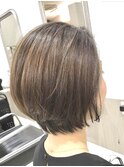 大人ショートボブ×艶ブラウン