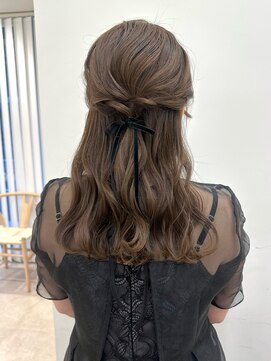 ガーデンヨコハマ(GARDEN YOKOHAMA) ハーフアップ 結婚式 ヘアアレンジ セット リボン お呼ばれ