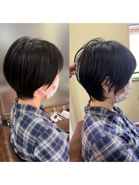 ハピネス クローバー 学園前店(Happiness CLOVER) 丸みショート/前髪/顔周りカット/濱崎優/透明感カラー