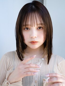 エインアンリー 表参道(AIN.ANLY.) シンプルストレートぱっつん前髪フェイスレイヤー姫カットデジパ