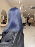 ネイビーブルー ブリーチ 透明感 色落ち綺麗 三宮
