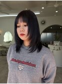 黒髪/ボブルフ/ネビージュ/小顔/ワンレン/沖縄市/髪質改善/前髪