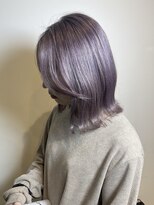 プラス ファースト ヘア(Plus 1st)&nbsp;モーヴピンク×ケアブリーチ×外はねボブ