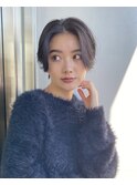 前髪あり耳掛け丸みくびれショートボブ20代30代40代50代60代