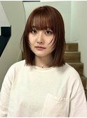 【YOKE】コーラルオレンジブラウンブリーチなしレイヤーボブ