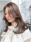ミディアムレイヤーカット/20代30代40代/顔周りカットワンカール
