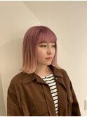 ナチュラルモード透明感オレンジベージュ☆ミディ外はね20代30代