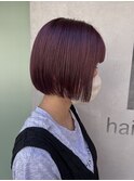 ☆お客様style☆ラベンダーピンク×あごラインボブ