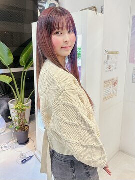 ヘアーメイク クルミネ(Hair Make CULMINE) ピンク系カラー☆オージュアでツヤサラストレートロング