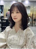 ミディアムワンカールレイヤー 韓国ヘア ラベンダーカラー