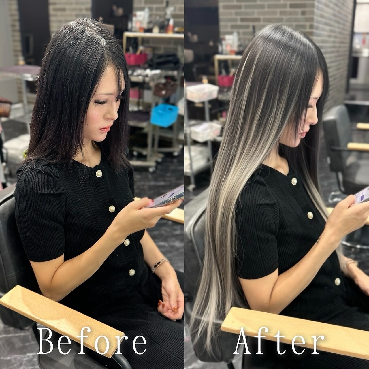 ブライス   ブロンドメッシュ  ロングレイヤー ☆デコカワ☆前髪付きフロントレース☆ゆるふわカールレイヤー