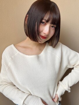 フリー(Free) ナチュラル顔まわりレイヤー暗めカラーグランマッシュ