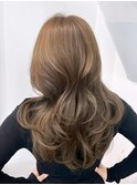 ロンググレージュ韓国ヘアオリーブベージュ_ba580801