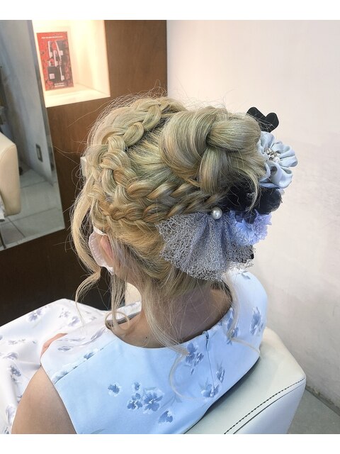 お団子フルアップヘアセット　