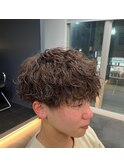 波巻きパーマベージュアッシュツイスパMIXマッシュヘア